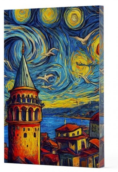 Van Gogh 5 - Galata Çizgili Yan Boyamalı Defter