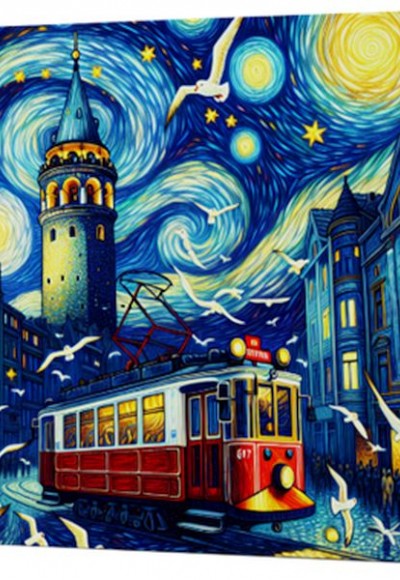 Van Gogh 1 Galata - Çizgisiz Yan Boyamalı Defter