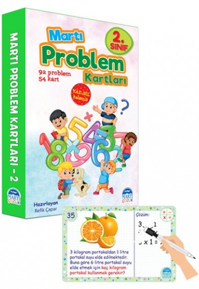 Martı 2.Sınıf Problem Kartları - Yaz Sil Kalemli