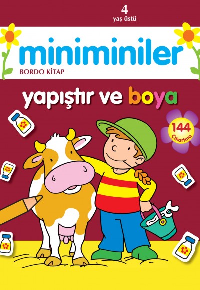 Miniminiler Yapıştır ve Boya (Bordo Kitap)