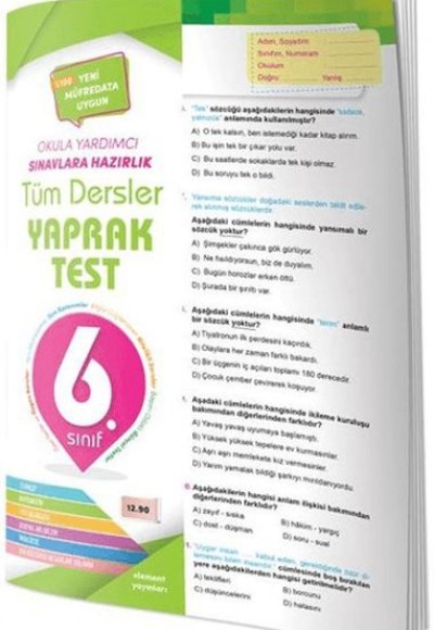 6. Sınıf Tüm Dersler Yaprak Test