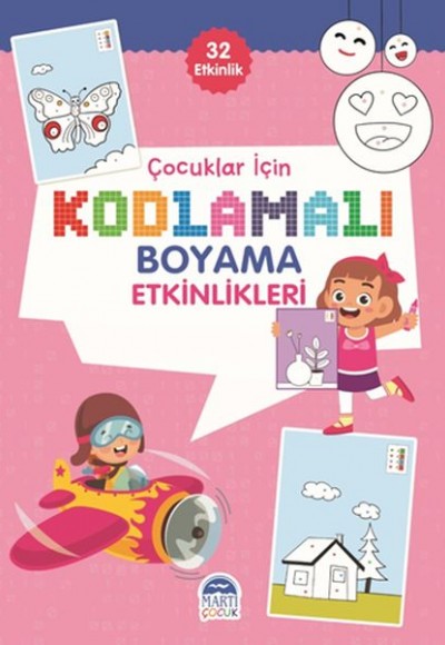 Çocuklar İçin Kodlamalı Boyama Etkinlikleri - Pembe - 32 Etkinlik