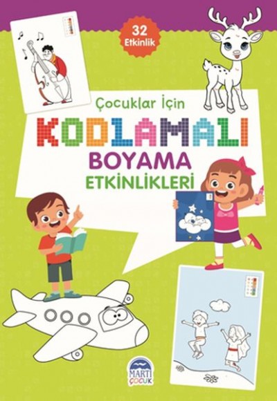 Çocuklar İçin Kodlamalı Boyama Etkinlikleri - Yeşil 2 - 32 Etkinlik