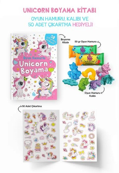 Unicorn Boyama Kitabı - Oyun Hamurlu - 3 Yaş