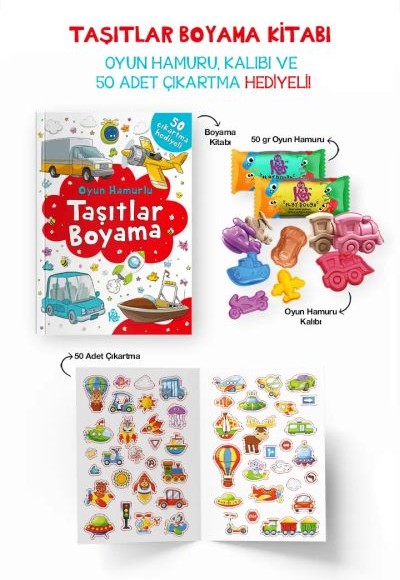 Taşıtlar Boyama Kitabı - Oyun Hamurlu - 3 Yaş +