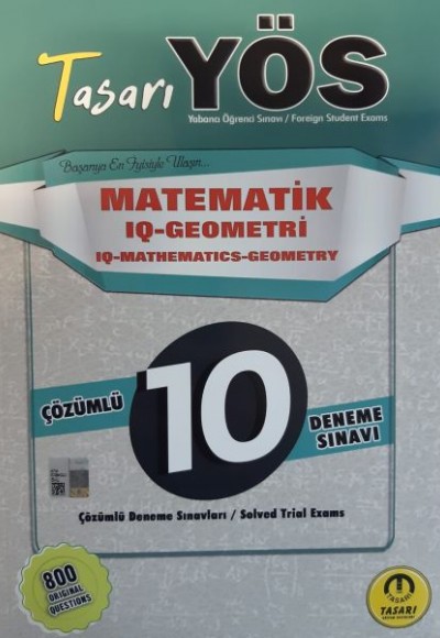 YÖS IQ Matematik-Geometri 10 Deneme Sınavı Çözümlü - Tasarı Yayınları