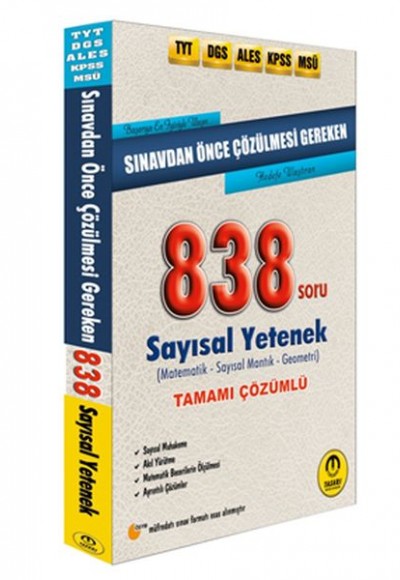 Tasarı DGS ALES TYT KPSS Öncesi Çözülmesi Gereken Sayısal Yetenek 838 Soru (Yeni)